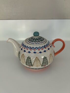 West Elm Scandi Forest Hand-Painted Teapot